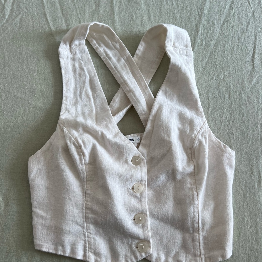 Abercrombie & Fitch Cream Button-Up Tank Top